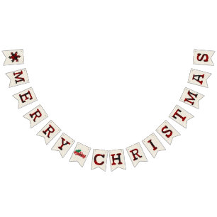 Burlap and plaid Merry Christmas Bunting Flags