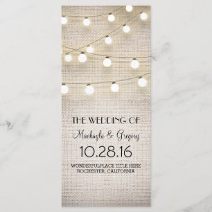 Burlap and String Lights Rustic Wedding Programs