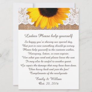 Burlap and Sunflower Wedding Basket Sign