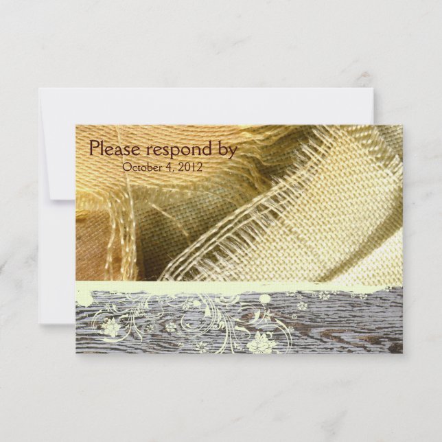 Burlap and Wood Country RSVP with envelope (Front)
