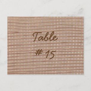 Burlap Artistique Rustique Numéro de table Cartes