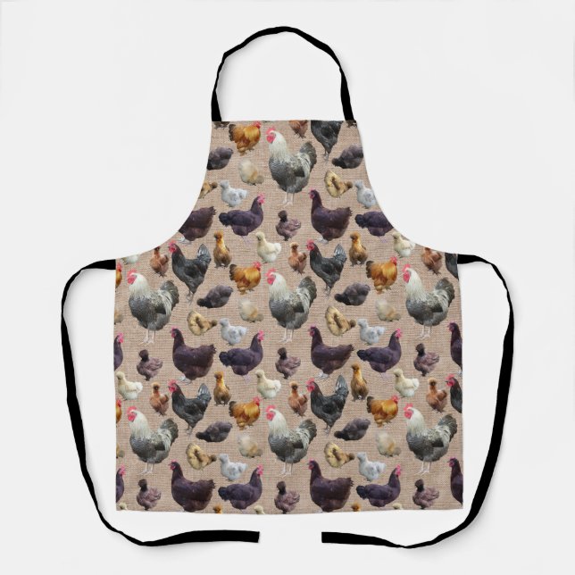 Burlap Backyard Chickens Apron (Front)