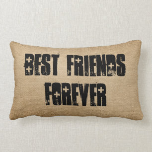 Burlap Best Friends Forever Lumbar Pillow
