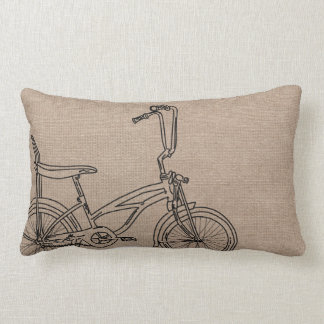 Burlap Bicycle Old Bike Lumbar Pillow