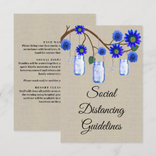Burlap Blue Floral Mason Jar Safety Measures Enclosure Card