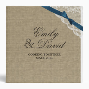 Burlap Bow and Lace Look Printed Recipe Binder