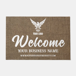 Burlap Business Company Corporate Custom Logo Doormat
