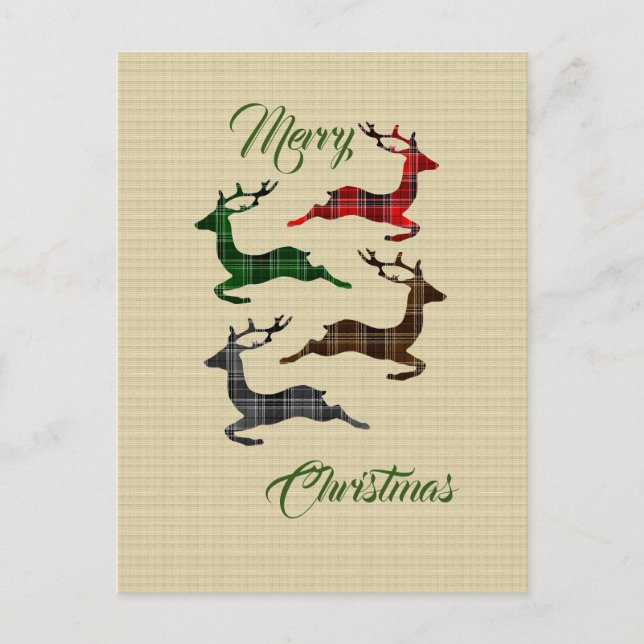 Burlap Carte postale de rennes de Noël (Devant)