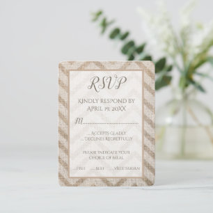 Burlap Carte RSVP de mariage Chevron
