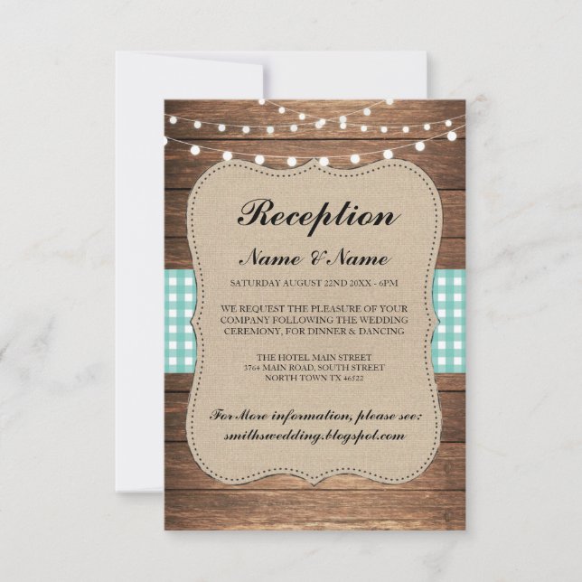 Burlap Cartes Rustiques De Réception De Mariage Bo (Devant)