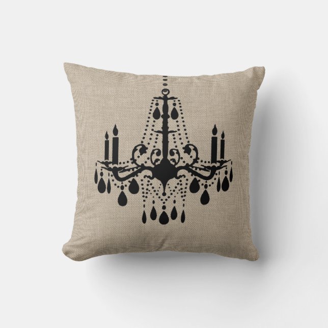 Burlap Chandelier Pillow (Front)