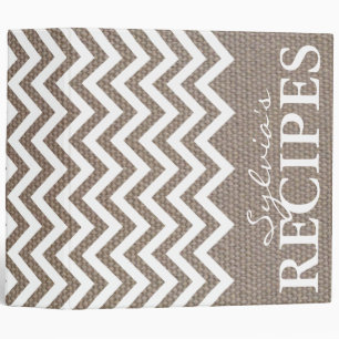 Burlap chevron pattern recipe binder book