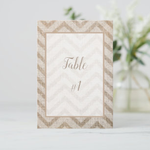 Burlap Chevron Reception Table Card