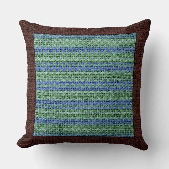 Burlap Coloured Chevron Modern Brown Border #20 Throw Pillow (Front)