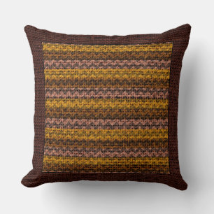 Burlap Coloured Chevron Modern Brown Border #30 Throw Pillow