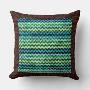 Burlap Coloured Chevron Modern Brown Border #6 Throw Pillow