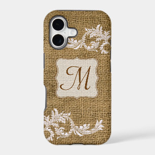 Burlap Country Lace Appliqu Monogram IPHONE 5 Case