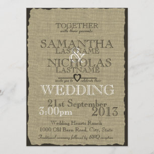 Burlap Country Rustic Wedding Invitation