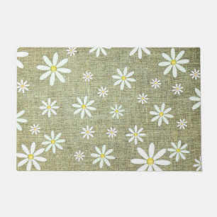Burlap Daisy Door Mat