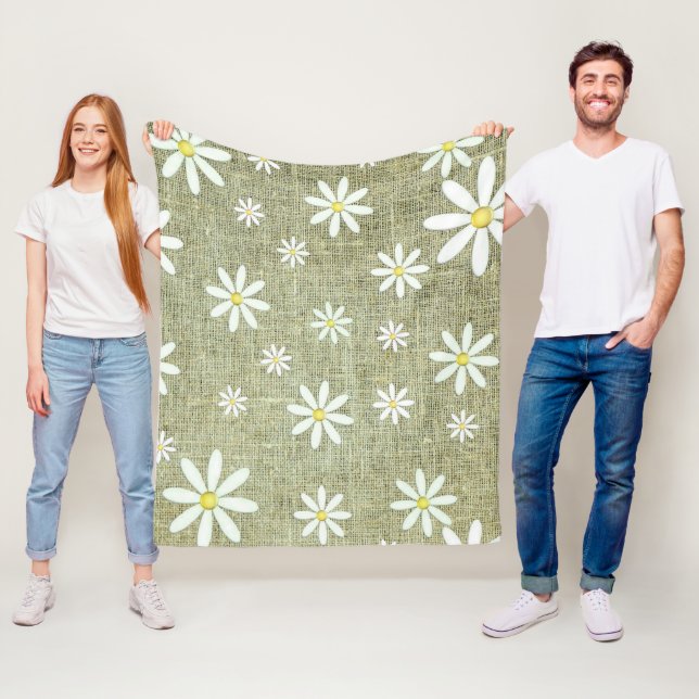 Burlap Daisy Fleece Blanket (In Situ)