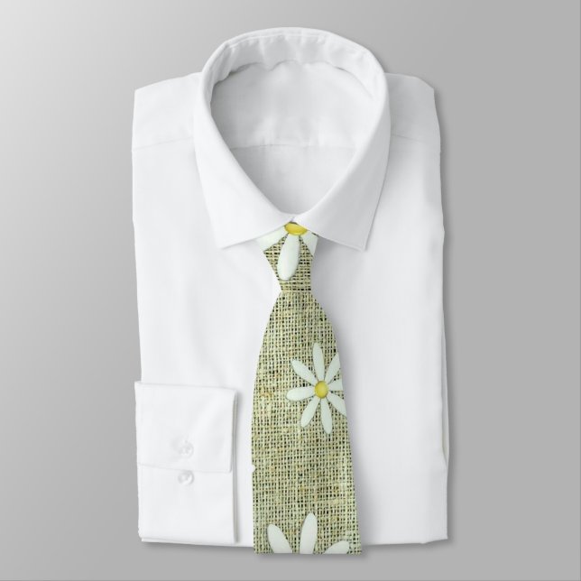 Burlap Daisy Tie (Tied)