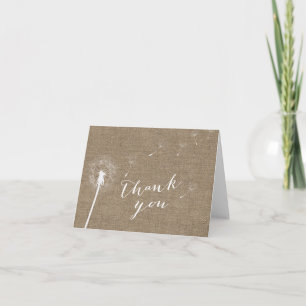 Burlap Dandelion Baby Shower Thank You Cards