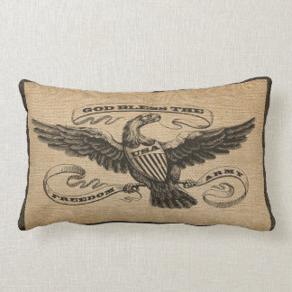Burlap Eagle God Bless USA ARMY Lumbar Pillow
