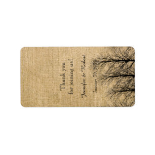 Burlap et Birch Posh Mariage Étiquette de lèvres