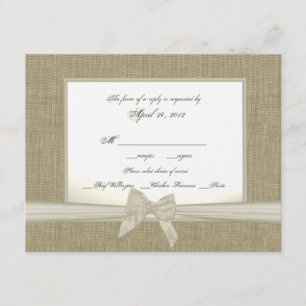Burlap et Bow Mariage rustique RSVP