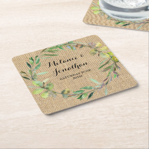 Burlap Floral Chalkboard Coaster Mat Wedding Party
