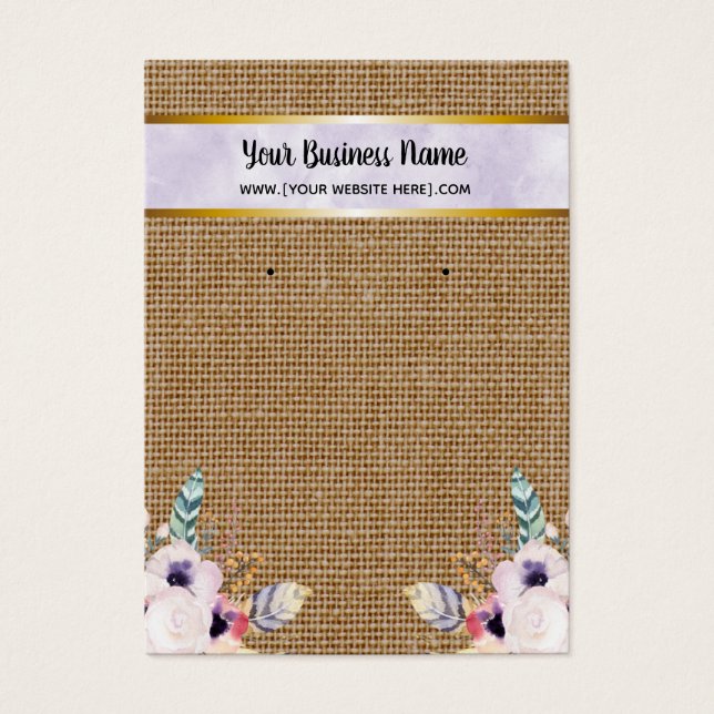Burlap Flowers Boho Porte-Cartes (Devant)