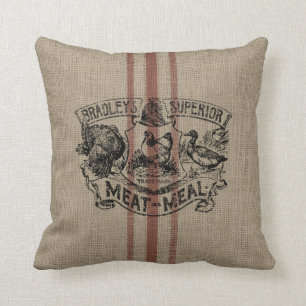 Burlap Grain Sack Throw Pillow