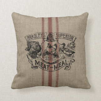 Burlap Grain Sack Throw Pillow