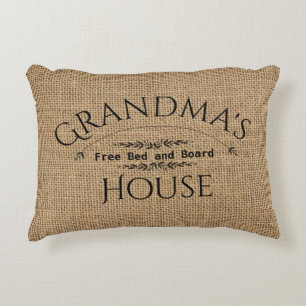 Burlap Grandma's House Personalize Decorative Pillow