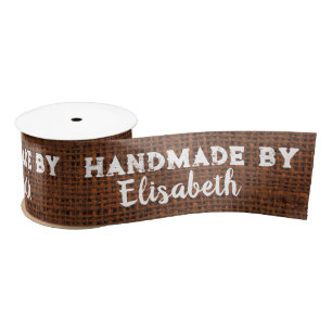   Burlap Handmade By Add Name Fabric Labels To Cut Satin Ribbon