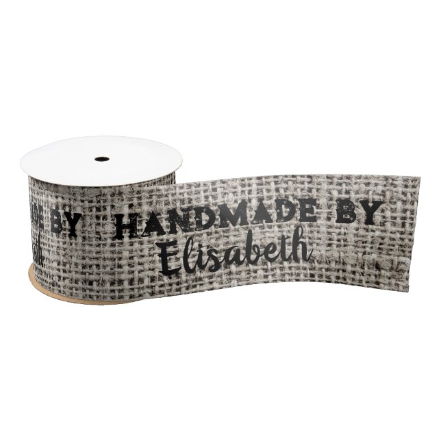   Burlap Handmade By Add Name Fabric Labels To Cut Satin Ribbon (Spool)