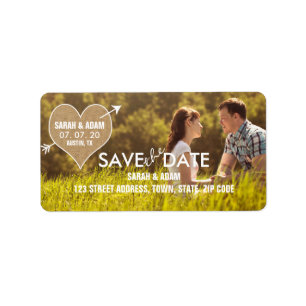 Burlap Heart   Rustic Save the Date Address Label