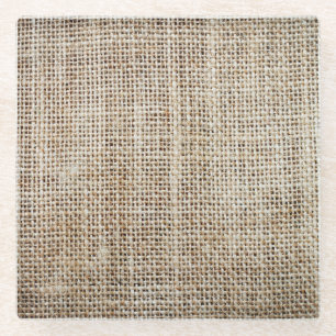 Burlap Hessian Background Texture Glass Coaster