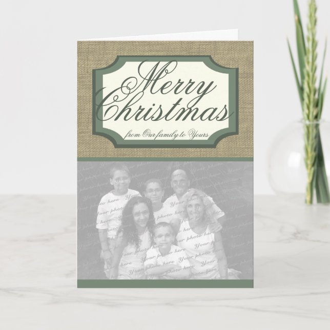 Burlap Holiday Photo Greeting (Front)