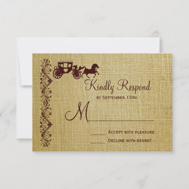 Burlap Horse et Cartes de Mariage RSVP (Devant)