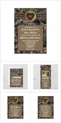 Burlap + Hunting Camo Wedding Invitations