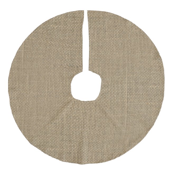 Burlap in Natural Beige Faux Linen Tree Skirt (Front)