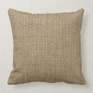 Burlap in Natural Beige Throw Pillow