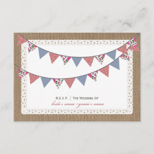 Burlap Inspired Floral & Gingham Bunting RSVP