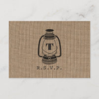 Burlap Inspired Oil Lantern Monogram R.S.V.P.