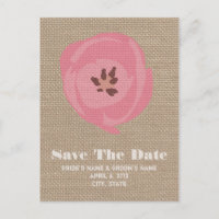 Burlap Inspired Pink Tulip Wedding Save The Date