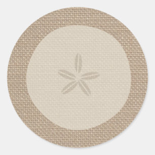 Burlap Inspired Sand Dollar Sticker
