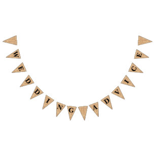 Burlap Jute Bunting "Wedding Advice" Flags