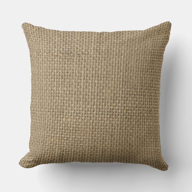 Burlap Jute Sacking Throw Pillow (Front)