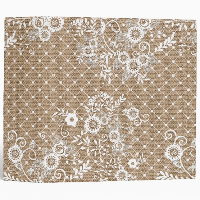 Burlap & Lace 3 Ring Binder (Front/Spine)